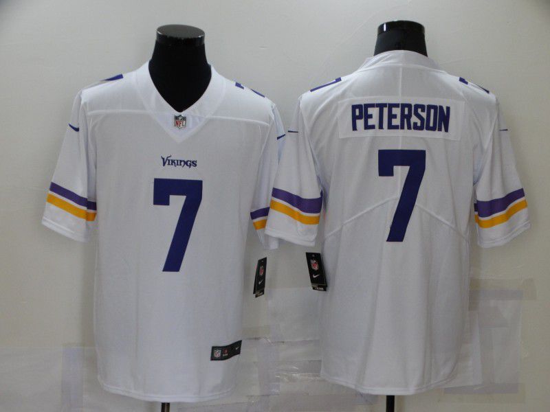 Men Minnesota Vikings #7 Peterson White Nike Vapor Untouchable Limited 2021 NFL Jersey